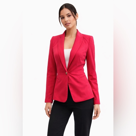 Zara Hot Pink Fitted Blazer XS Single Button Tailored Workwear Jacket - Picture 11 of 11